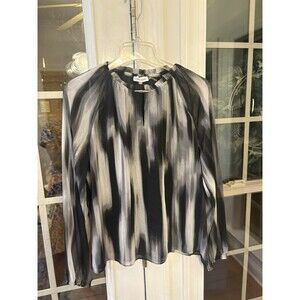 Calvin Klein Multi-Color Chiffon Blouse with Silver Hardware Accent- Medium